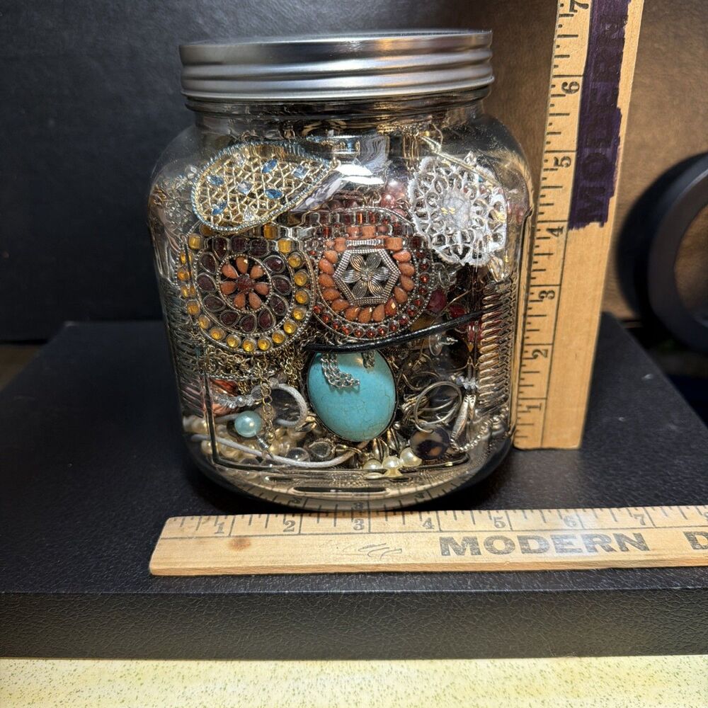 Jewelry Jar Necklaces, Bracelets, Earrings Huge Jar 7in High 5.5 In wide